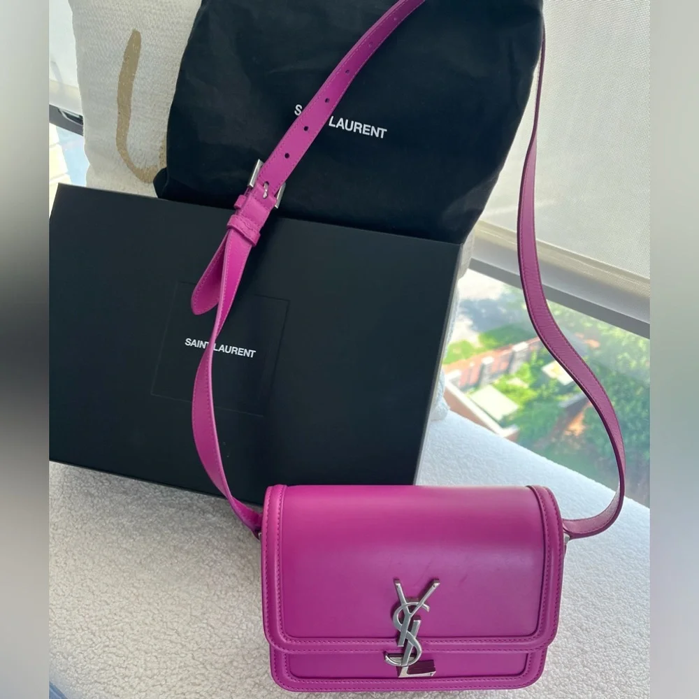Saint Laurent Calfskin Solferino Fuschia Limited Edition Purse - Picture 1 of 15